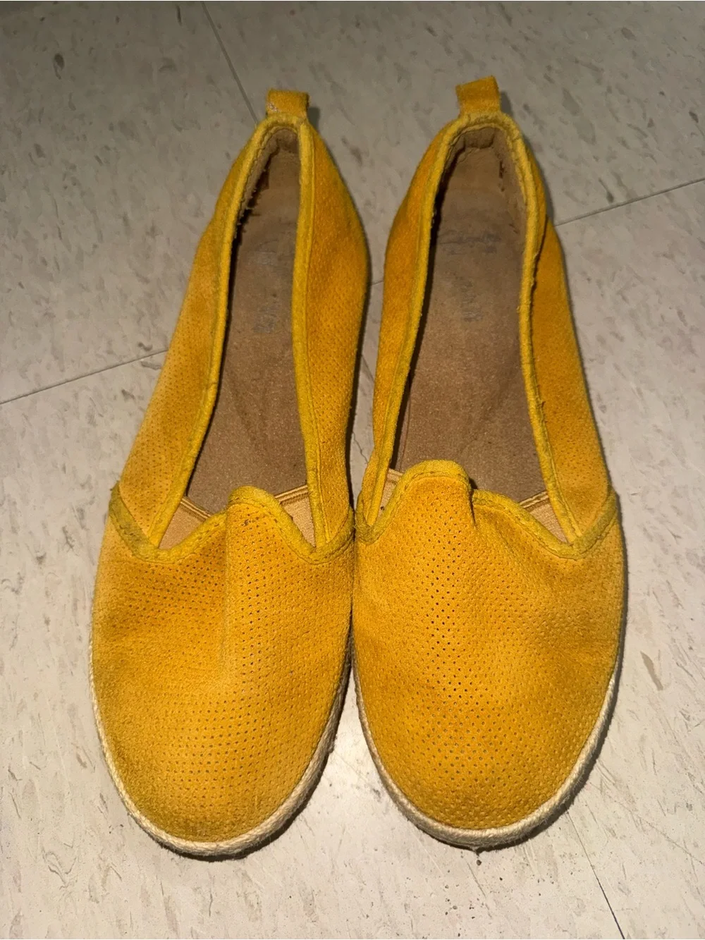 Mustard Yellow Espadrille Slip-On Flats